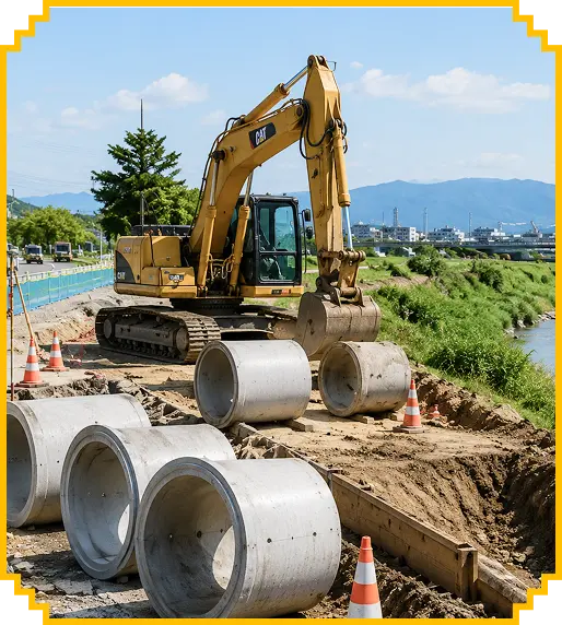 土木工事の施工風景