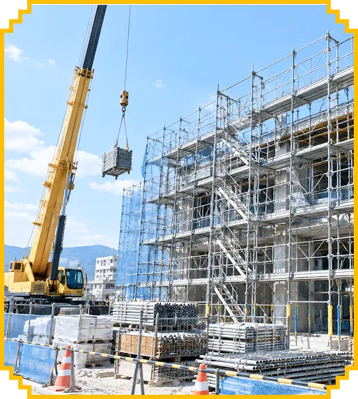 建築工事の施工風景